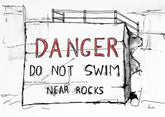 Sketchbook On Paper - Danger Do Not Swim Near Rocks